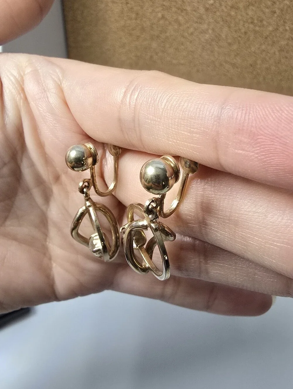 Alice Gold-Tone Knot Drop Earrings with Clear Stone, Screw Back